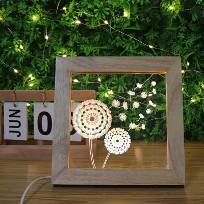 China Customized Modern Creative Acrylic Backlit Wooden Photo Frame for sale