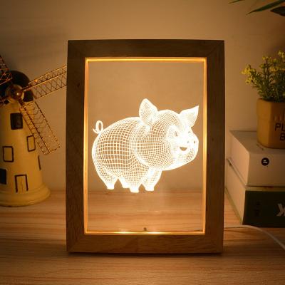 China Modern Illuminated Princess Queen 3D LED USB Wooden Desk Decorative Lamp for Bedroom Art Decor for sale