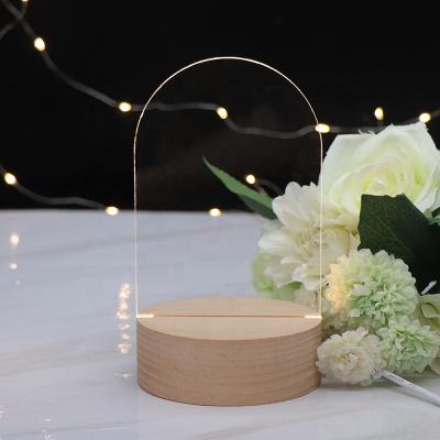 China OEM Modern Best Gift White Acrylic Dish Table Lamp Baby Night Light With Wood Stand for sale