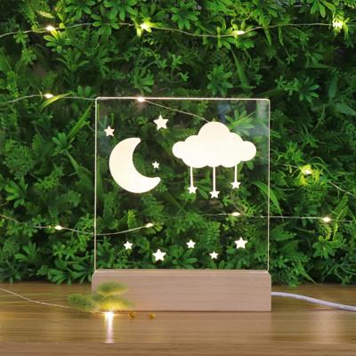 China New Modern Style Custom Clear Acrylic Wood Led Table Lamp for sale