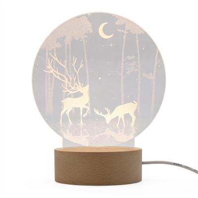 China 2021 Modern Popular Style 3D Deer Model Inside Acrylic Night Light For Christmas Decoration for sale