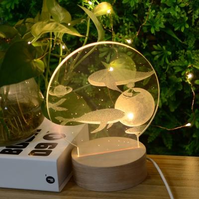 China Modern Hot Selling Home Decoration LED Wooden Base Night Light For Wedding Decoration for sale