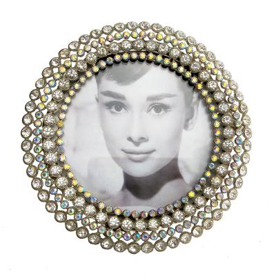 China Small Round Metal Rhinestone Beads Jewelry Picture Photo Frame for sale