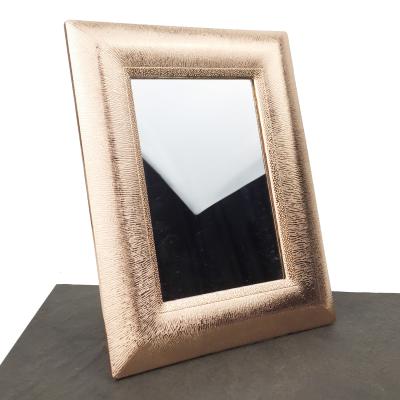 China Bulk Perfect Design Metal Mounted Metal Picture Frame Standing Table Top Gold Plated Free Standing Mirror for sale