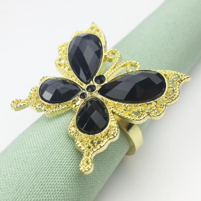 China Viable Blue Diamond Napkin Rings Elegant Butterfly Design Napkin Ring for sale