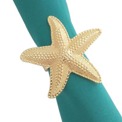 China Viable Bulk Gold Metal Starfish Napkin Rings Dinner Decoration for sale