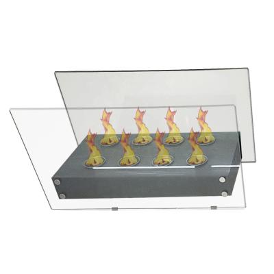 China Large Size Bio Ethanol Free Iron Standing Glass Fireplaces for sale