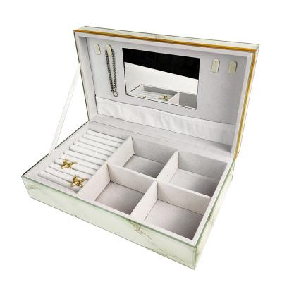 China Factory Wholesale Glass Mirror Jewelry Boxes With Printed Pattern for sale