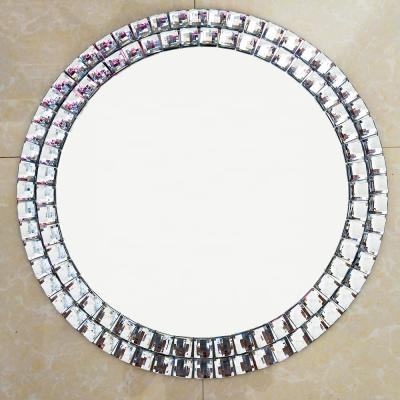 China Morden Diameter 50cm Luxury Acrylic Beaded Mirror For Hotel Washroom Decoration for sale