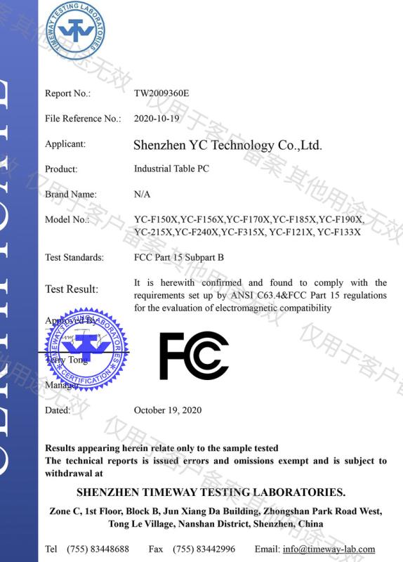 FCC - Shenzhen YC Technology Co., Ltd.