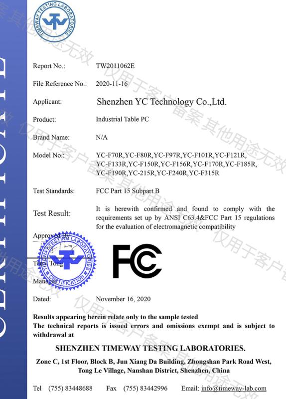 FCC - Shenzhen YC Technology Co., Ltd.