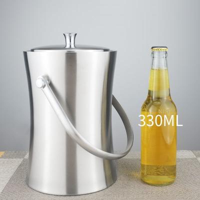 China Double Size Sustainable Thin Wall Ice Bucket Stainless Steel Drink Ice Bucket Outdoor Floating Bar With 2 Handles And Side Lids for sale