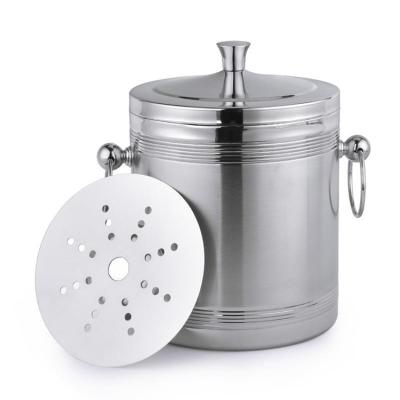 China Sustainable high quality stainless steel metal champagne beer ice bucket with lid and handle for sale