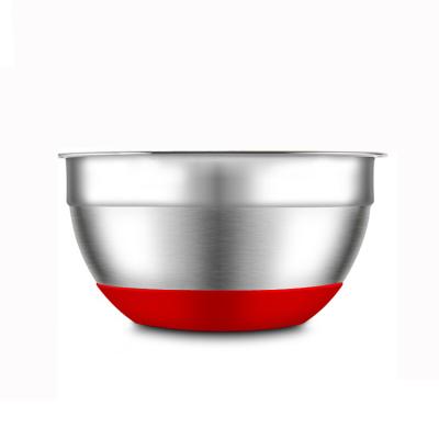 China High Quality Stocked Stainless Steel Salad Bowl Mixing Bowl With Silicone Bottom for sale