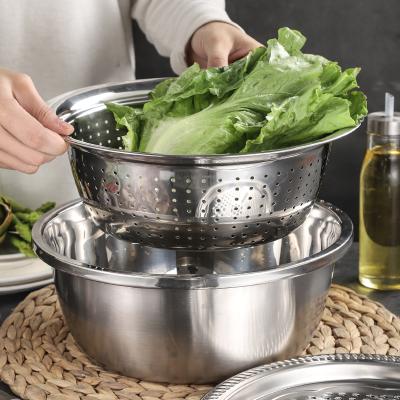 China Multifunctional Viable Stainless Steel Storage Baskets For Kitchen Fruit Basket Dinner Set 3 PCS for sale