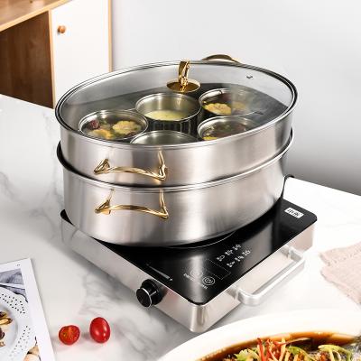 China Factory direct stocked stainless steel pot food steamer portable fish steamer pot with 2 layers for sale