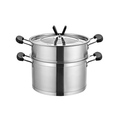 China Kitchenware Stainless Steel Steamer Soup Pot Viable Efficient Cookware Set 2 Layers Multifunctional Stock Pot for sale