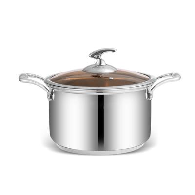 China Happycook stainless steel cookware SUS304 viable soup pot with glass lid for gas stove induction cooker for sale