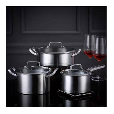 China High Quality Viable Stainless Steel Sauce Pan Cooking Pot Milk Pot Soup Pot Cookware Casserole Set of 3 for sale