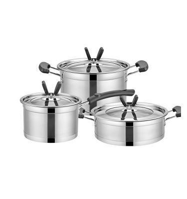 China High Quality Viable Stainless Steel Sauce Pan Cooking Pot Milk Pot Soup Pot Cookware Casserole Set of 3 for sale