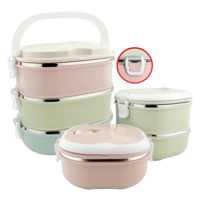 China 201 304 Stainless Steel Viable Food Bowl With Gradient Color Oval Shape Food Carrier 1 To 3 Layers With PP Sealed Lid for sale