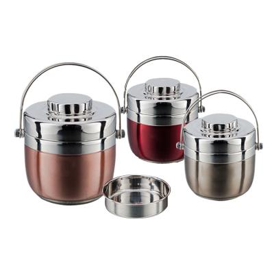 China Red 304 Stainless Steel Thermos Vacuum Food Heater High Quality Goods Takeaway Container Non-Toxic Carrier Material With Handle for sale