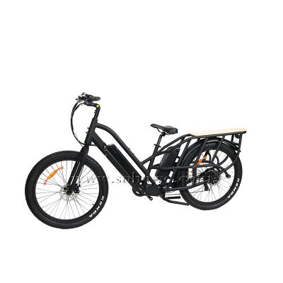 China Aluminum alloy Sobowo long tail 48V lithium battery electric cargo bike with child rear railing for sale