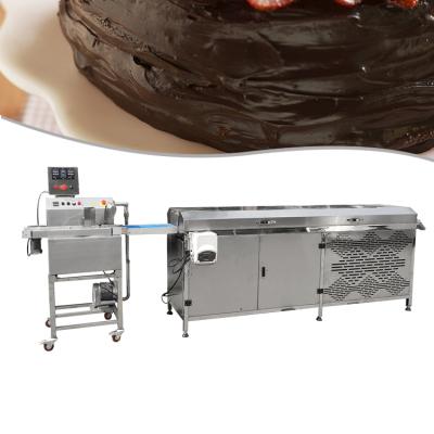 China Small Size Automatic Chocolate Cake Donuts Enrobing Machine Chocolate Coating Machine for sale