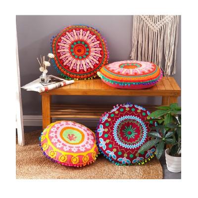 China Innermor PORTABLE Floor Cushions Polyester Filling Inserts Around D40cm Tassel Piped Boho Home Decor Luxury Embroidery Pillowcase for sale