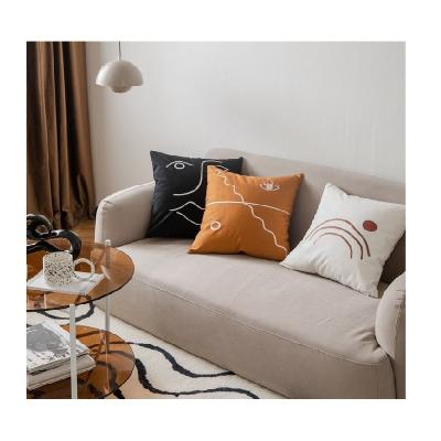 China Innermor Anti-Static Abstract Design Luxury Artist Pillows Embroidered Linen Cushion Covers Decorative Home Tile for sale