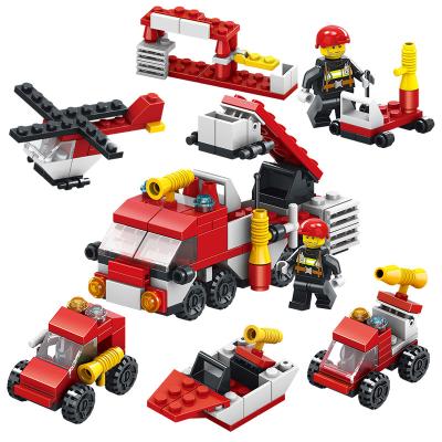 China Intelligence Development LELE BROTHER Legos 6-IN-1 City Fire Rescue Building Block Plastic Fire Truck Toys for sale