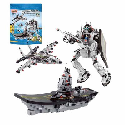 China BROTHER LELE Toy Fighter Transform Robot Warship Building Blocks Promotional Bagged Military Eco-Friendly Material Bricks for sale