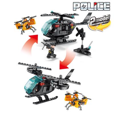 China Intelligence Development City BANG Police Helicopter UAV 2 IN 1 Building Bricks Leogs Building Blocks Compatible Set for sale