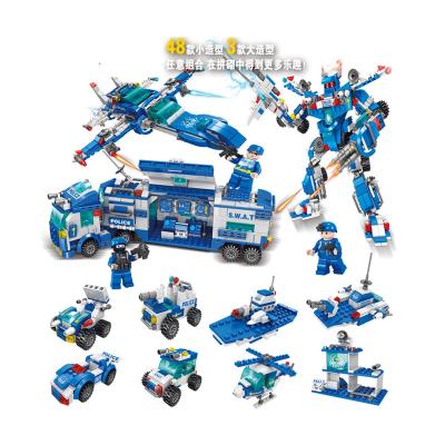 China Intelligence Development 51 IN 1 STROKE 758 Pcs City Police Station Building Block Car Helicopter City House Truck Blocks Creative DIY Toys for sale