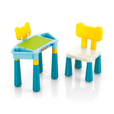 China Kindergarten Children Activities Kindergarten Toy Multifunction Plastic Study Playing Building Blocks Table Multiple Set for sale