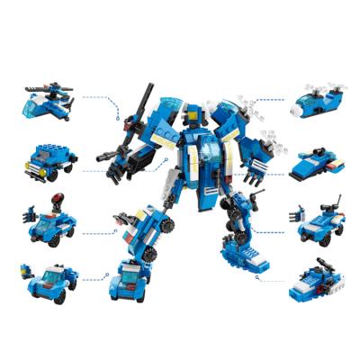 China DIY Building Brick Factory Customized City Police Building Block Packing Robot Transform Kids Educational Toy for sale