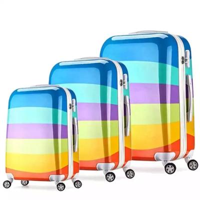 China Long-distance Travel Surface Printed Trolley Suitcase 3pcs Set Hard Shell Baggage Kitty Cat Designs ABS PC Printed Travel Luggage for sale