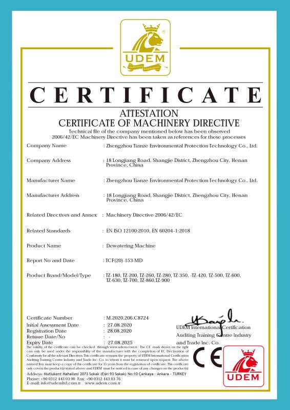 CE - Zhengzhou Tianze Environmental Protection Technology Co., Ltd.