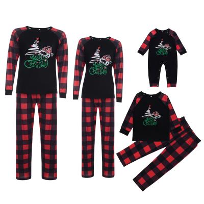 China Breathable Wholesale Family Sleepwear Hat Printed Home Wear Sets Parent Kid Christmas Matching Pajamas for sale