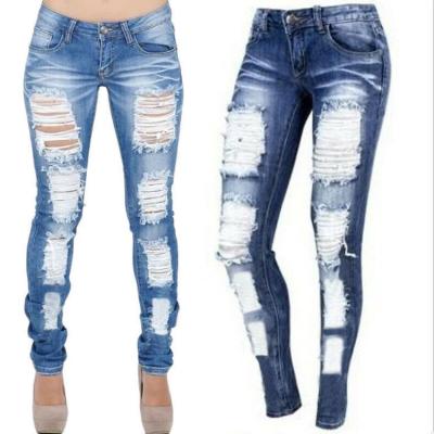 China New Fashion Woman Jeans Skinny Ripped Stretch Jeans Women's Breathable Jeans for sale