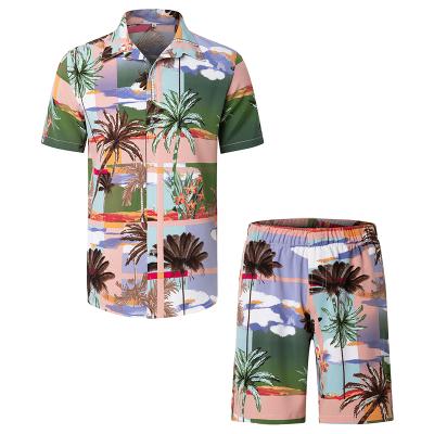 China Wholesale Breathable Short Sleeve Hawaii Beach Wear Plus Size Flowers Shirt For Men Printed Beach Shorts for sale