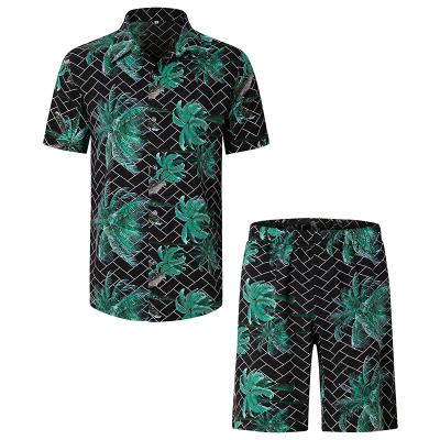 China Summer Breathable Mens Beach Casual Style Set Printing Beach Wear Mens Shirt And Shorts Sets for sale