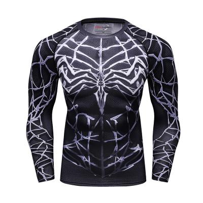 China New Super Heroes Spiderman Gym Fitness Men's Wholesale Hot Quick-Drying T-Shirts Sale Rash Guard Wear for sale