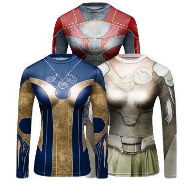 China Breathable High Quality Customized Design Printed T Shirt, Women Moisture Wicking Rash Guards for sale