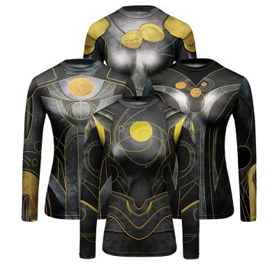 China Rash Guard Manufacturer Women's Sportswear Breathable 3D Digital Printing Compression Long Sleeves T-shirts for sale