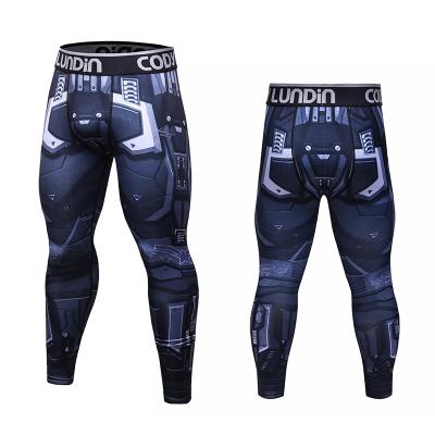 China Antibacterial custom 3d waistband logo men's gaiters printing fitness wear sports tights for sale