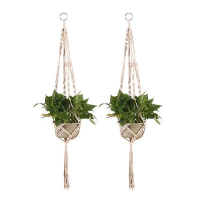 China New Fashion Eco-friendly Handmade Wholesale Handmade Indoor Wall Hanger Thin Macrame Cotton Rope Plant Hanger for sale