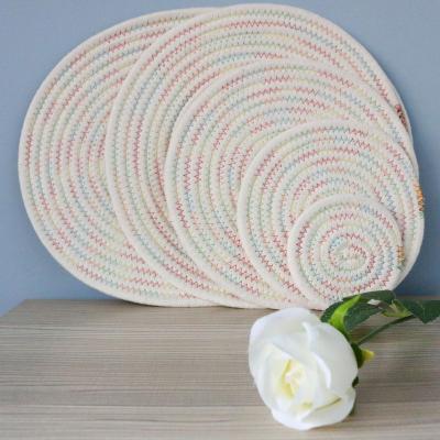 China Sustainable Custom Woven Place Mat Round Braided Straw Weaving Rattan Thickening Place Mats For Table Decorations Coaster for sale