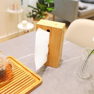 China Minimalist Creative Customized Desktop Bamboo Tissue Box Paper Vertical Tissue Dismountable Box for sale