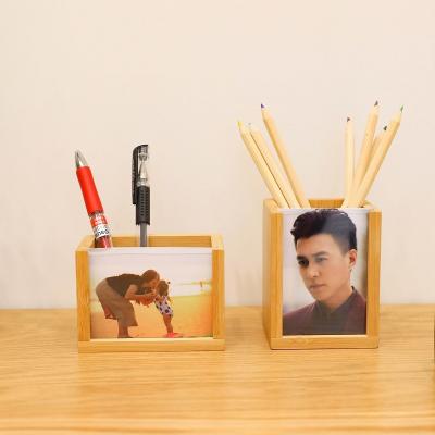 China Custom Desktop Solid Wooden Pen Holder Memory Tube Gift Desktop Pen Holders Creative Fashion Stationery for sale